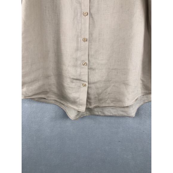 Chico's Women's Size 3 (XL/16) No-Iron Linen Button Down Tan - Picture 4 of 9